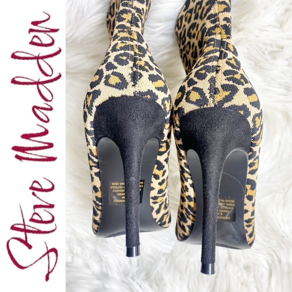 Steve Madden Enya Leopard Print Sock Bootie Stile… - image 6